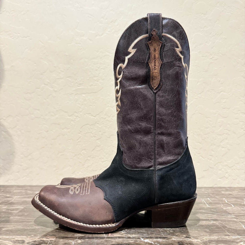El General Embroidered Leather Colorblock Cowboy Boots